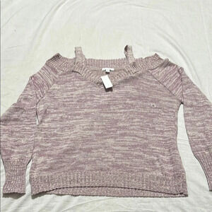 Ny & Company Cold Shoulder Sweater purple and cream size XL NWT